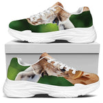 Smiley Face Giraffe Print White Chunky Shoes