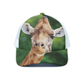 Smiley Face Giraffe Print White Mesh Trucker Hat