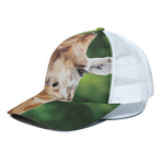 Smiley Face Giraffe Print White Mesh Trucker Cap