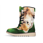 Smiley Face Giraffe Print Winter Boots