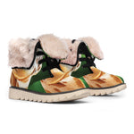 Smiley Face Giraffe Print Winter Boots