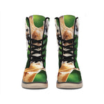 Smiley Face Giraffe Print Winter Boots