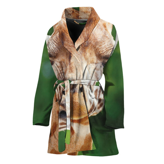 Smiley Face Giraffe Print Women's Bathrobe