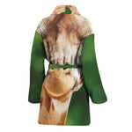 Smiley Face Giraffe Print Women's Bathrobe