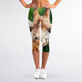 Smiley Face Giraffe Print Women's Capri Leggings