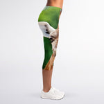 Smiley Face Giraffe Print Women's Capri Leggings