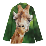 Smiley Face Giraffe Print Women's Cotton Blazer