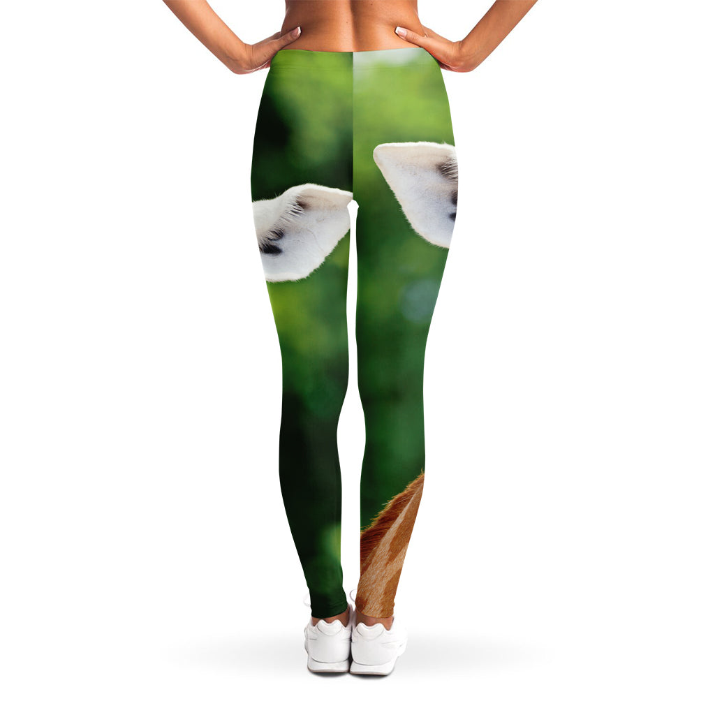 Smiley Face Giraffe Print Women's Leggings