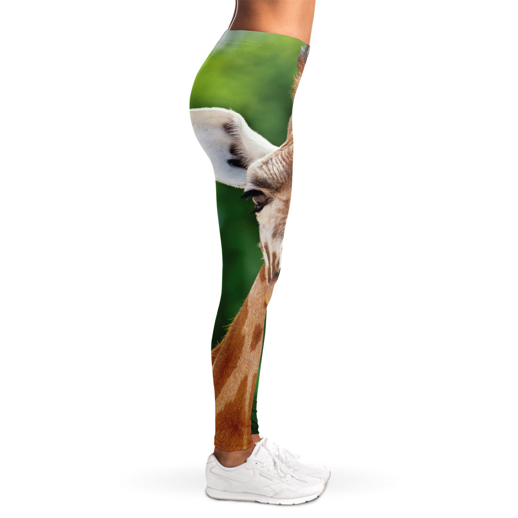 Smiley Face Giraffe Print Women's Leggings