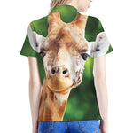 Smiley Face Giraffe Print Women's Polo Shirt