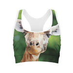 Smiley Face Giraffe Print Women's Sports Bra