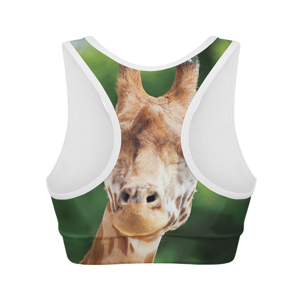 Smiley Face Giraffe Print Women's Sports Bra