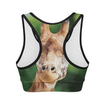 Smiley Face Giraffe Print Women's Sports Bra
