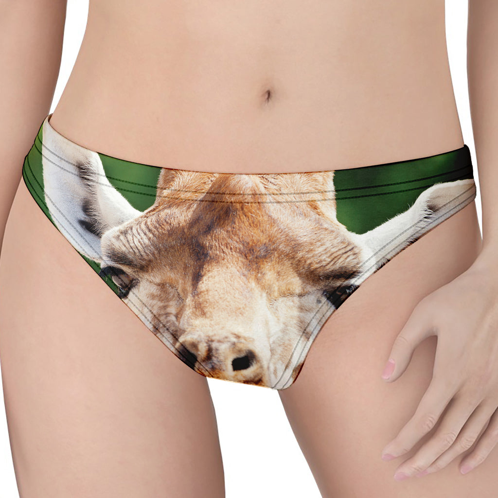 Smiley Face Giraffe Print Women's Thong