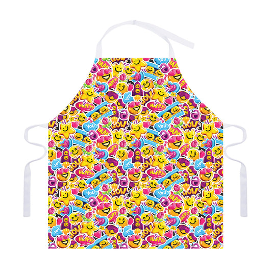 Smiley Faces Emoji Pattern Print Adjustable Apron