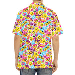 Smiley Faces Emoji Pattern Print Aloha Shirt