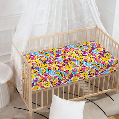 Smiley Faces Emoji Pattern Print Baby Crib Sheet