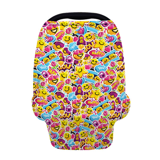 Smiley Faces Emoji Pattern Print Baby Seat Cover