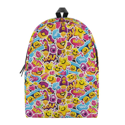 Smiley Faces Emoji Pattern Print Backpack