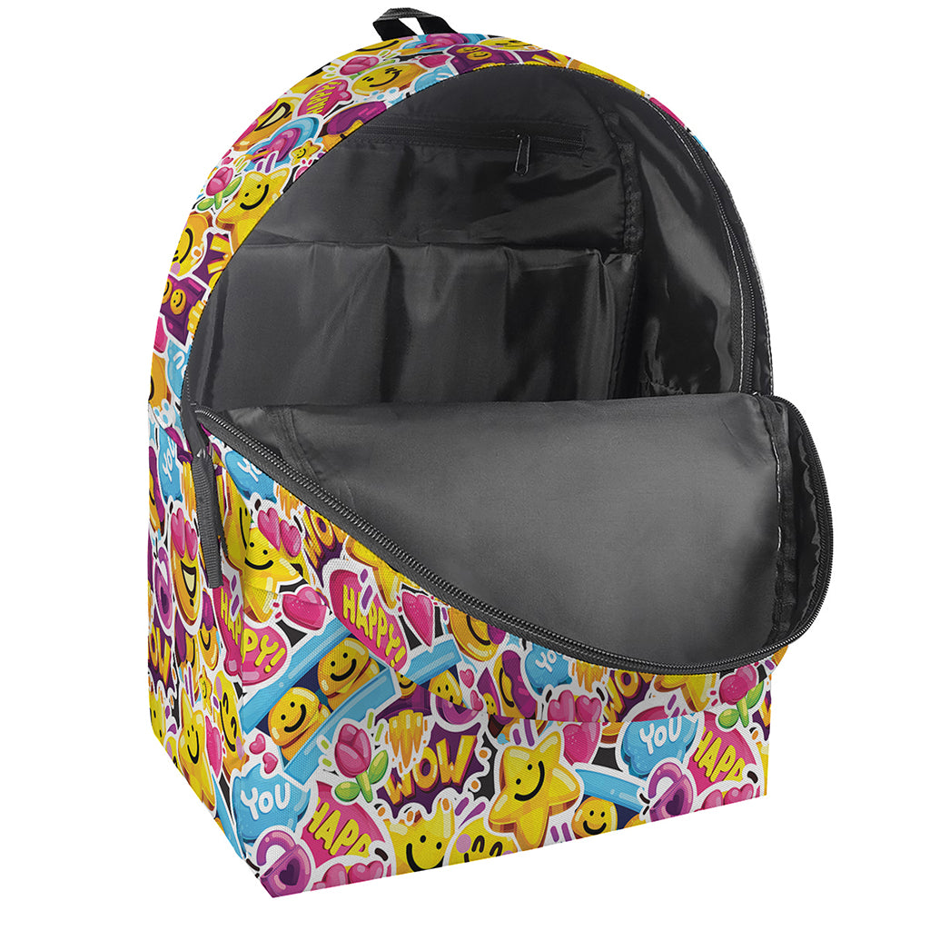 Smiley Faces Emoji Pattern Print Backpack