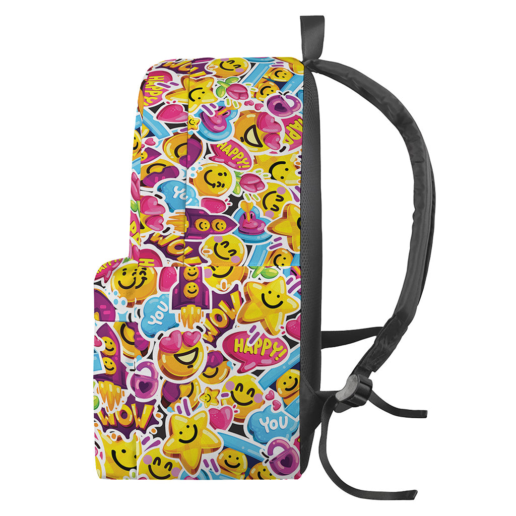 Smiley Faces Emoji Pattern Print Backpack