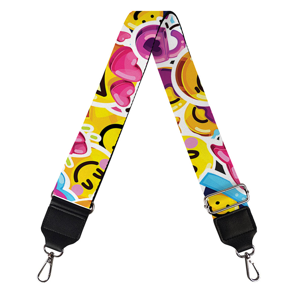 Smiley Faces Emoji Pattern Print Bag Strap