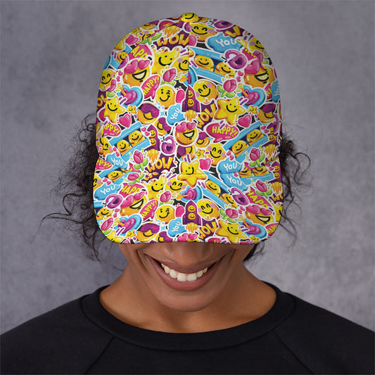Smiley Faces Emoji Pattern Print Baseball Cap