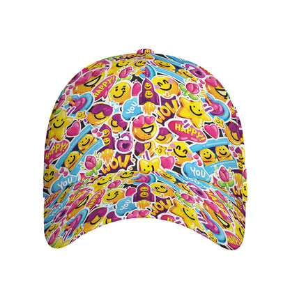 Smiley Faces Emoji Pattern Print Baseball Cap