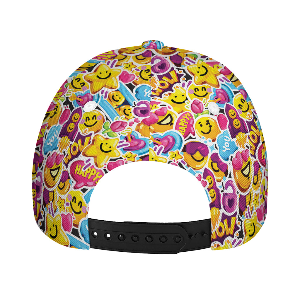 Smiley Faces Emoji Pattern Print Baseball Cap