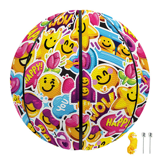 Smiley Faces Emoji Pattern Print Basketball