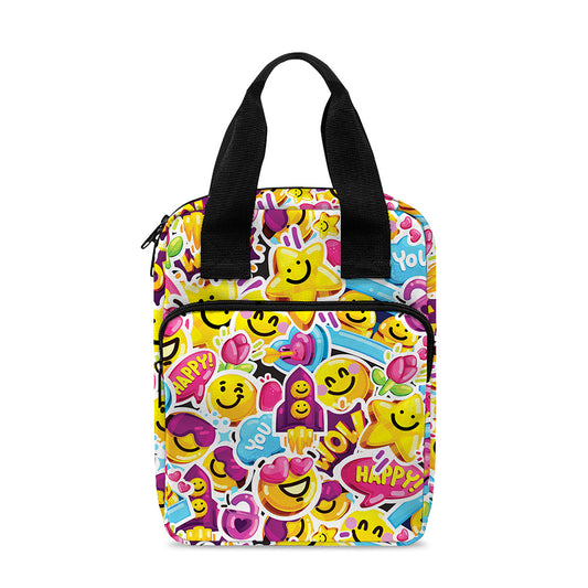Smiley Faces Emoji Pattern Print Bible Tote Bag