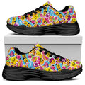 Smiley Faces Emoji Pattern Print Black Chunky Shoes