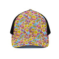 Smiley Faces Emoji Pattern Print Black Mesh Trucker Hat