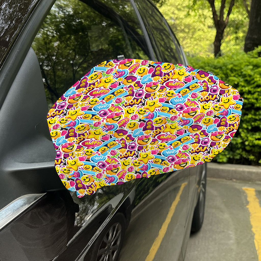 Smiley Faces Emoji Pattern Print Car Side Mirror Covers