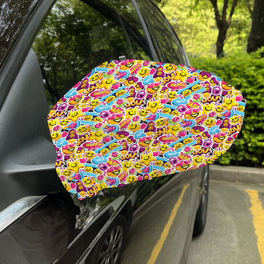 Smiley Faces Emoji Pattern Print Car Side Mirror Covers