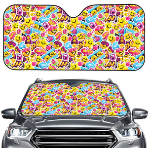 Smiley Faces Emoji Pattern Print Car Windshield Sun Shade