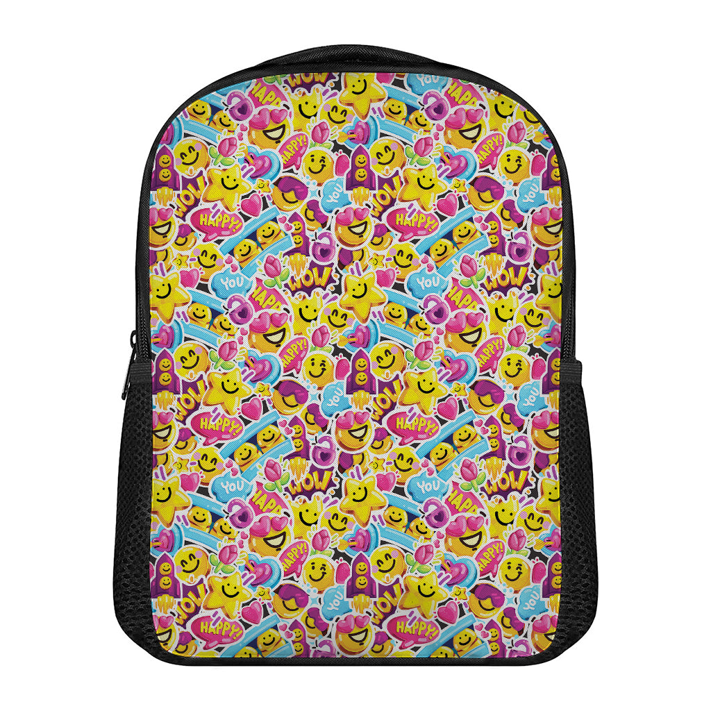 Smiley Faces Emoji Pattern Print Casual Backpack