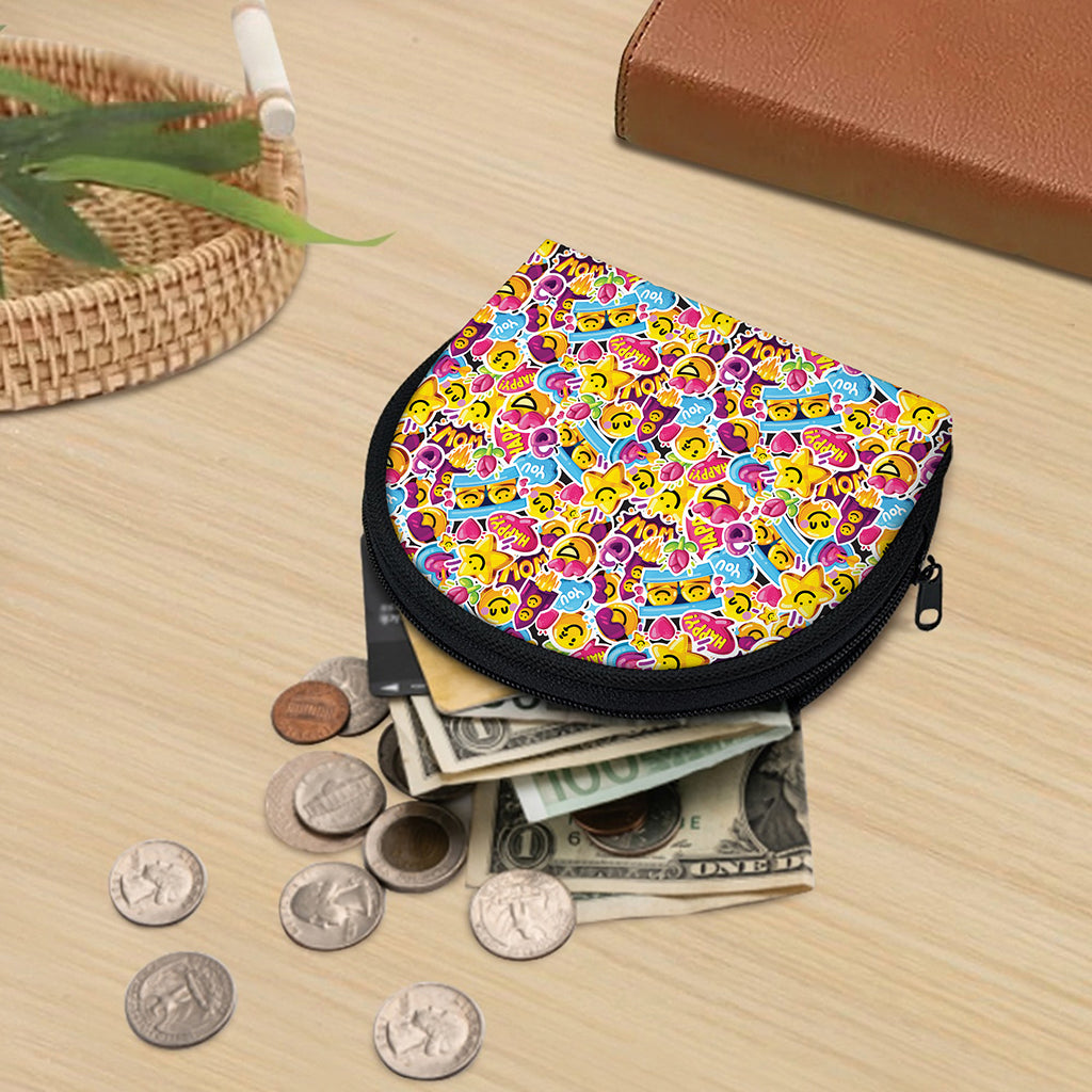 Smiley Faces Emoji Pattern Print Coin Purse