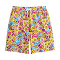 Smiley Faces Emoji Pattern Print Cotton Shorts