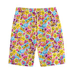 Smiley Faces Emoji Pattern Print Cotton Shorts