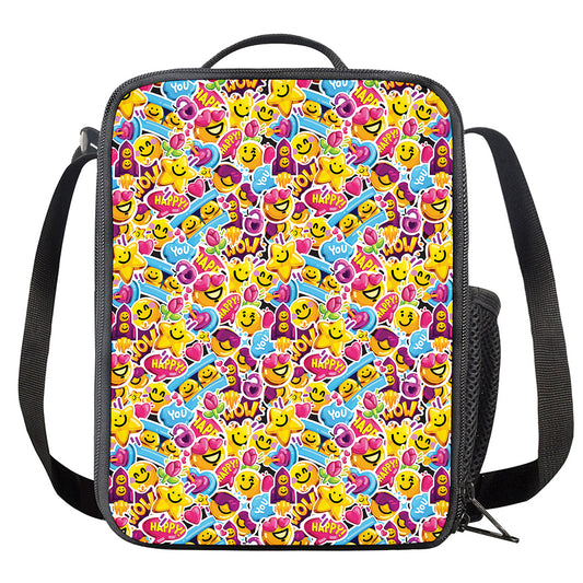 Smiley Faces Emoji Pattern Print Crossbody Lunch Bag