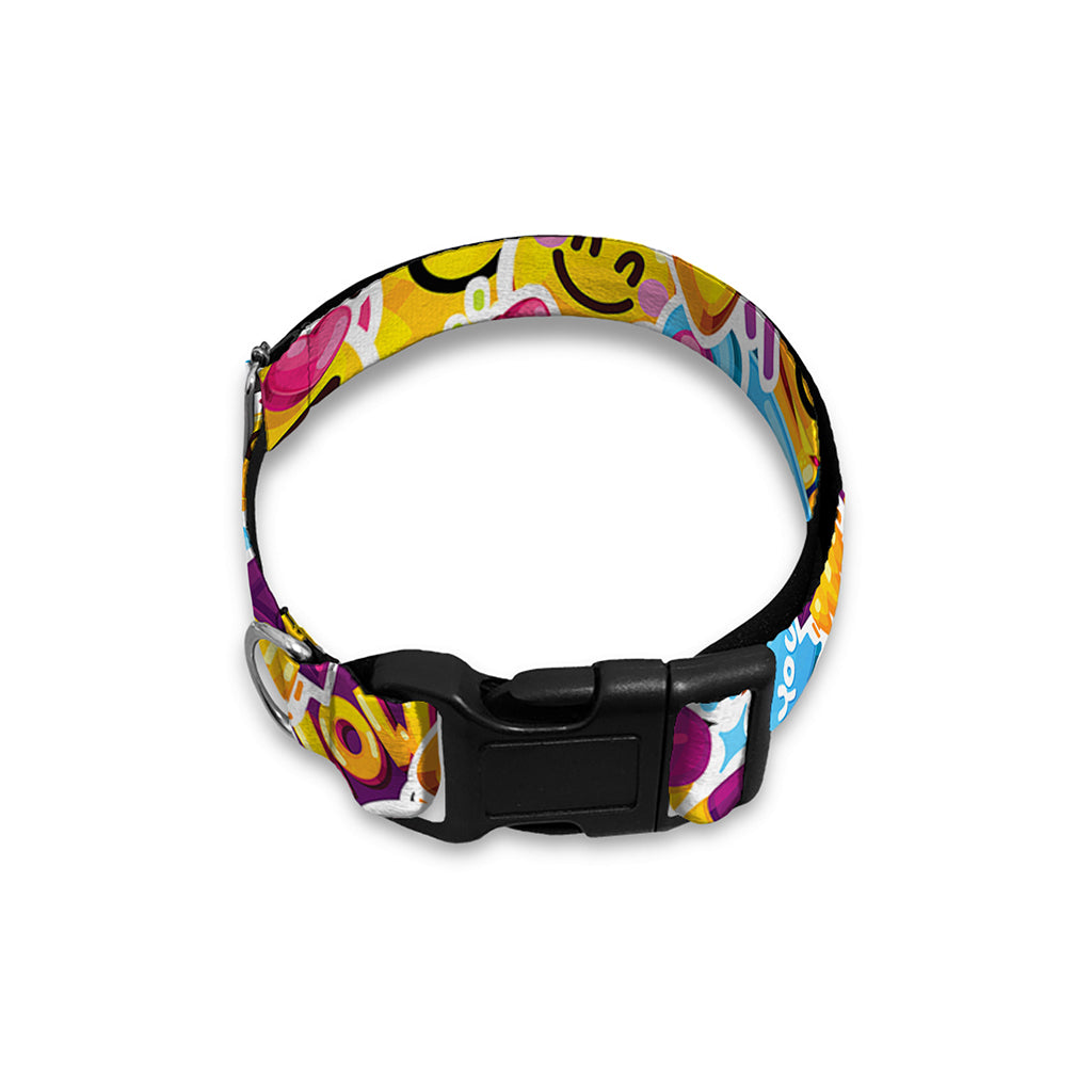 Smiley Faces Emoji Pattern Print Dog Collar