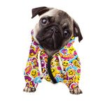 Smiley Faces Emoji Pattern Print Dog Zip Up Hoodie