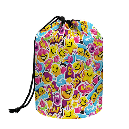 Smiley Faces Emoji Pattern Print Drawstring Makeup Bag