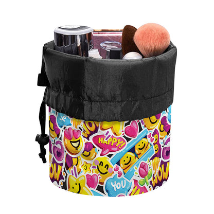 Smiley Faces Emoji Pattern Print Drawstring Makeup Bag