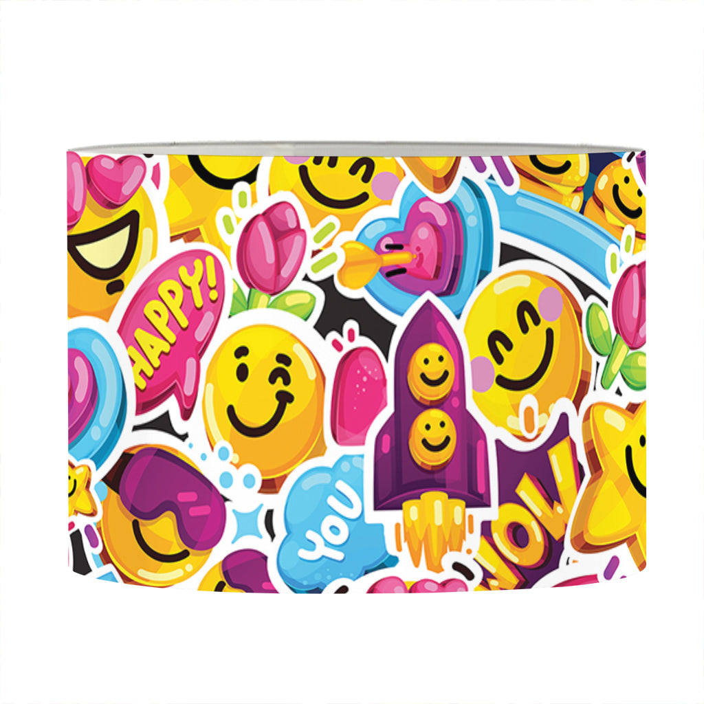 Smiley Faces Emoji Pattern Print Drum Lamp Shade