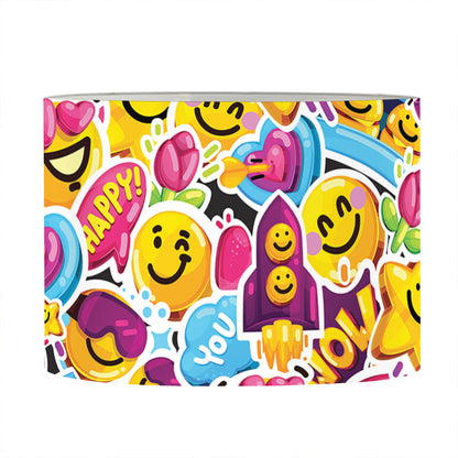 Smiley Faces Emoji Pattern Print Drum Lamp Shade