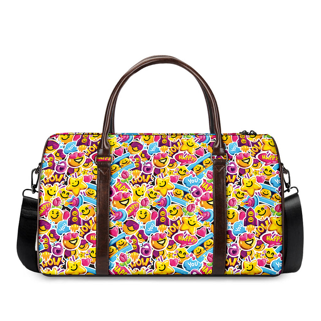 Smiley Faces Emoji Pattern Print Duffle Bag
