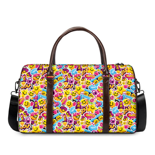 Smiley Faces Emoji Pattern Print Duffle Bag