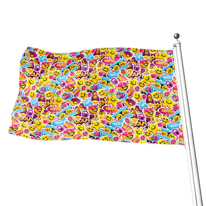 Smiley Faces Emoji Pattern Print Flag